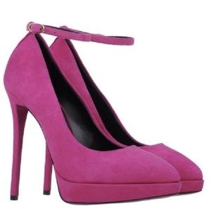 GIUSEPPE ZANOTTI Fuchsia Suede Ankle Strap Heels